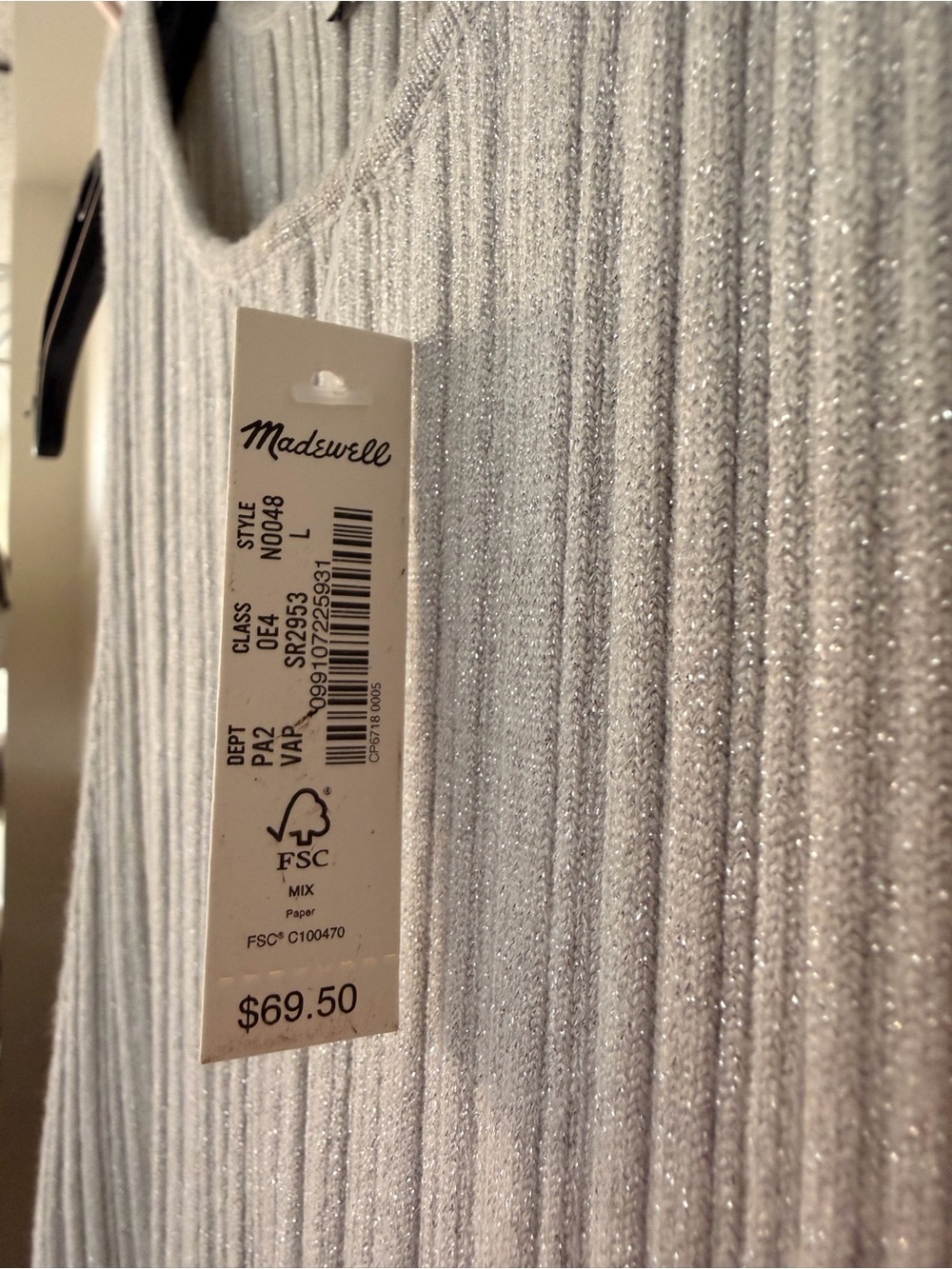 Madewell Light Gray Ribbed Racerback Tank - Picture 4 of 7